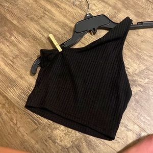 one shoulder black crop top from shein, never worn super cute! size xs
